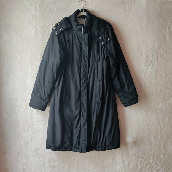 Gap Hooded Parka Winter Coat Women's Size Large Black Pockets (SMALL FLAW) - Picture 7 of 11